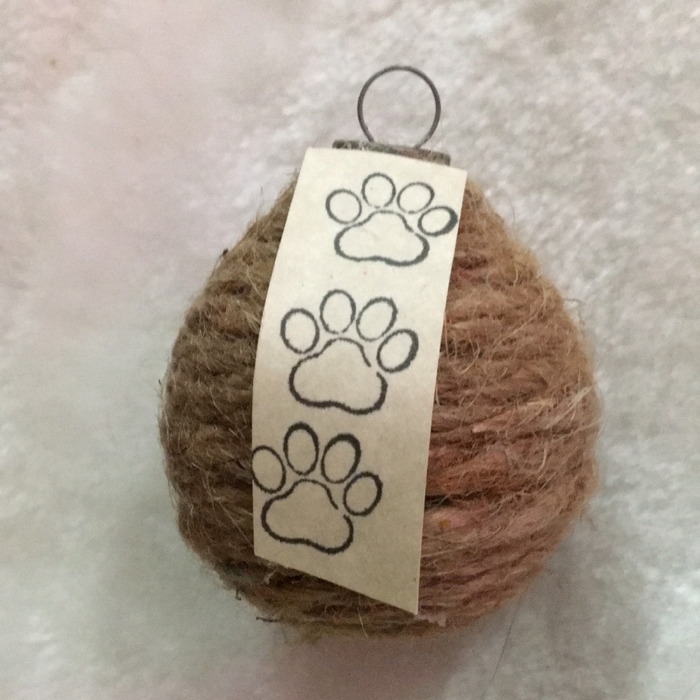 Twine Ornament with Paw Print Tag